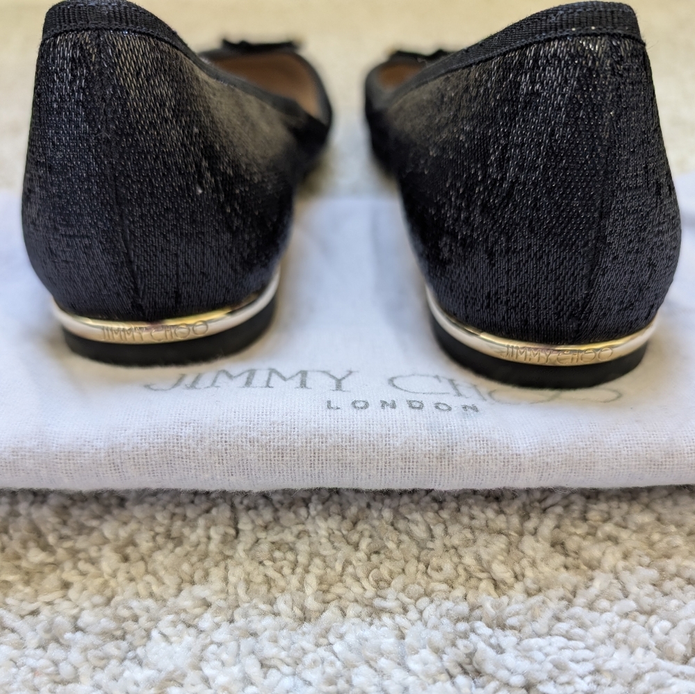 Jimmy Choo Jennie Glitter Black Flats Size 36.5 EUC - Picture 5 of 5